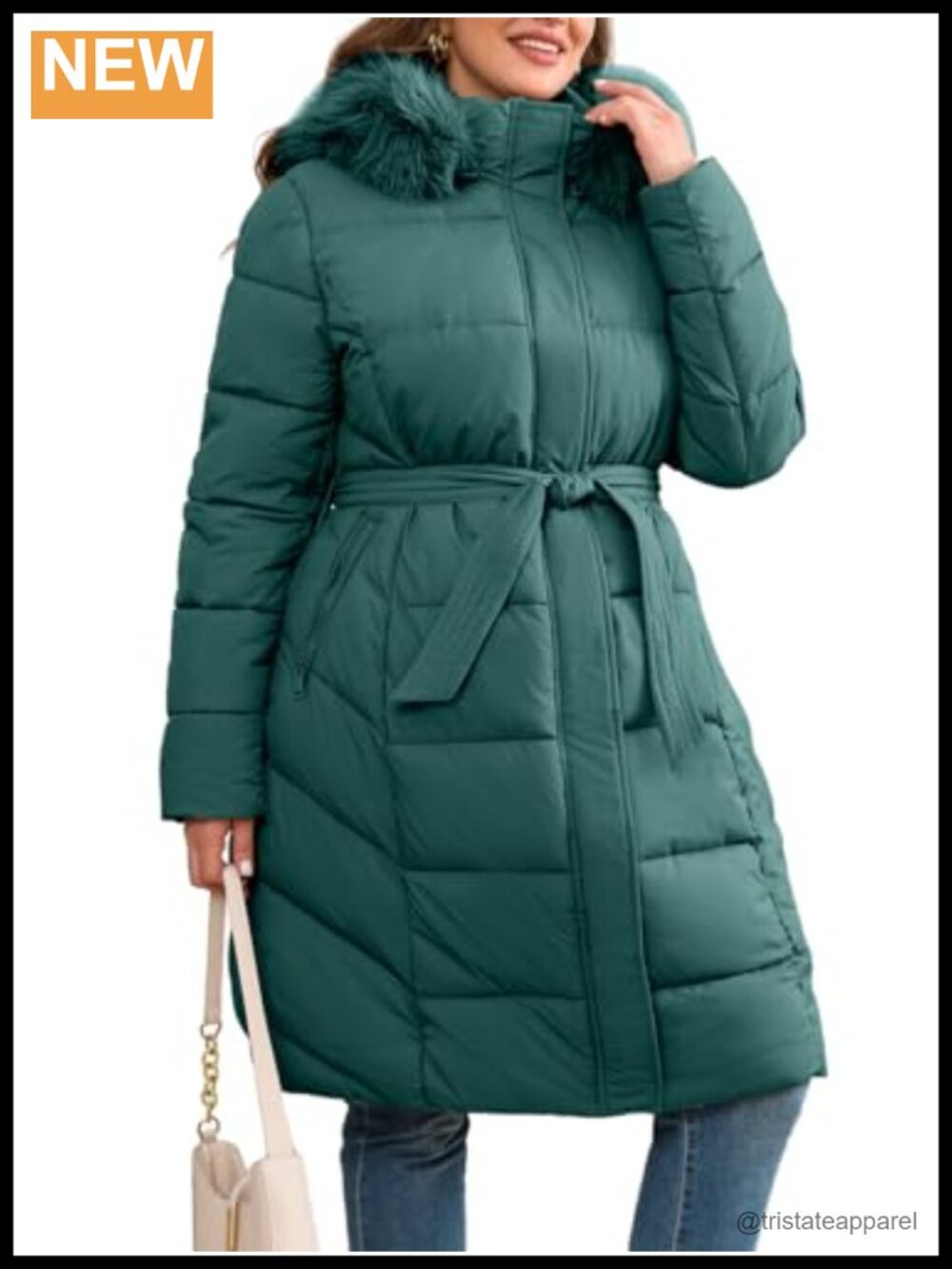 Plus Size Quilted Puffer Coat Hooded Fleece Lined Winter Long Coat